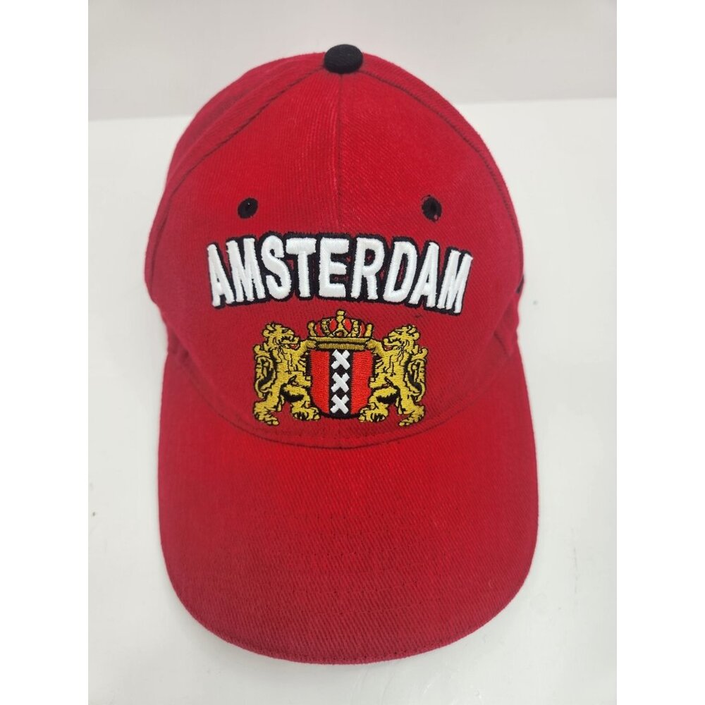 Vintage Amsterdam‎ Adjustable Hat Cap Red From Holland Cappy 100% Cotton